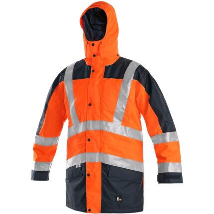 Zateplená reflexná bunda LONDON Hi-Vis 5v1, oranžovo-modrá