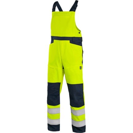 Reflexné nohavice CXS HALIFAX Hi-Vis s náprsenkou, žlté